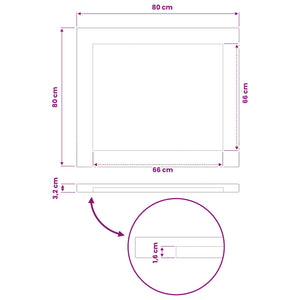 Ορθογώνια Επιφάνεια Τραπεζιού 80 x 80 x 3,2 cm τετράγωνο - Pakobazaar
