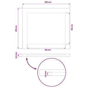 Ορθογώνια Επιφάνεια Τραπεζιού 100 x 80 x 3,2 cm Ορθογώνιος - Pakobazaar