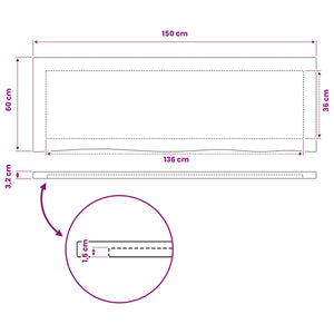 Ορθογώνια Επιφάνεια Τραπεζιού 150 x 50 x 3,2 cm Ορθογώνιος - Pakobazaar