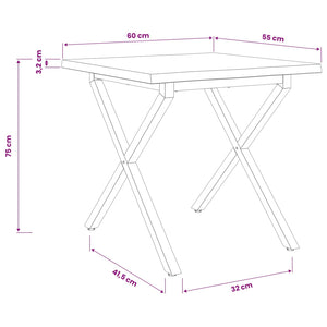 Τραπέζι Φαγητού με Ζωντανό Χείλος 60 x 55 x 75 εκ. - Pakobazaar