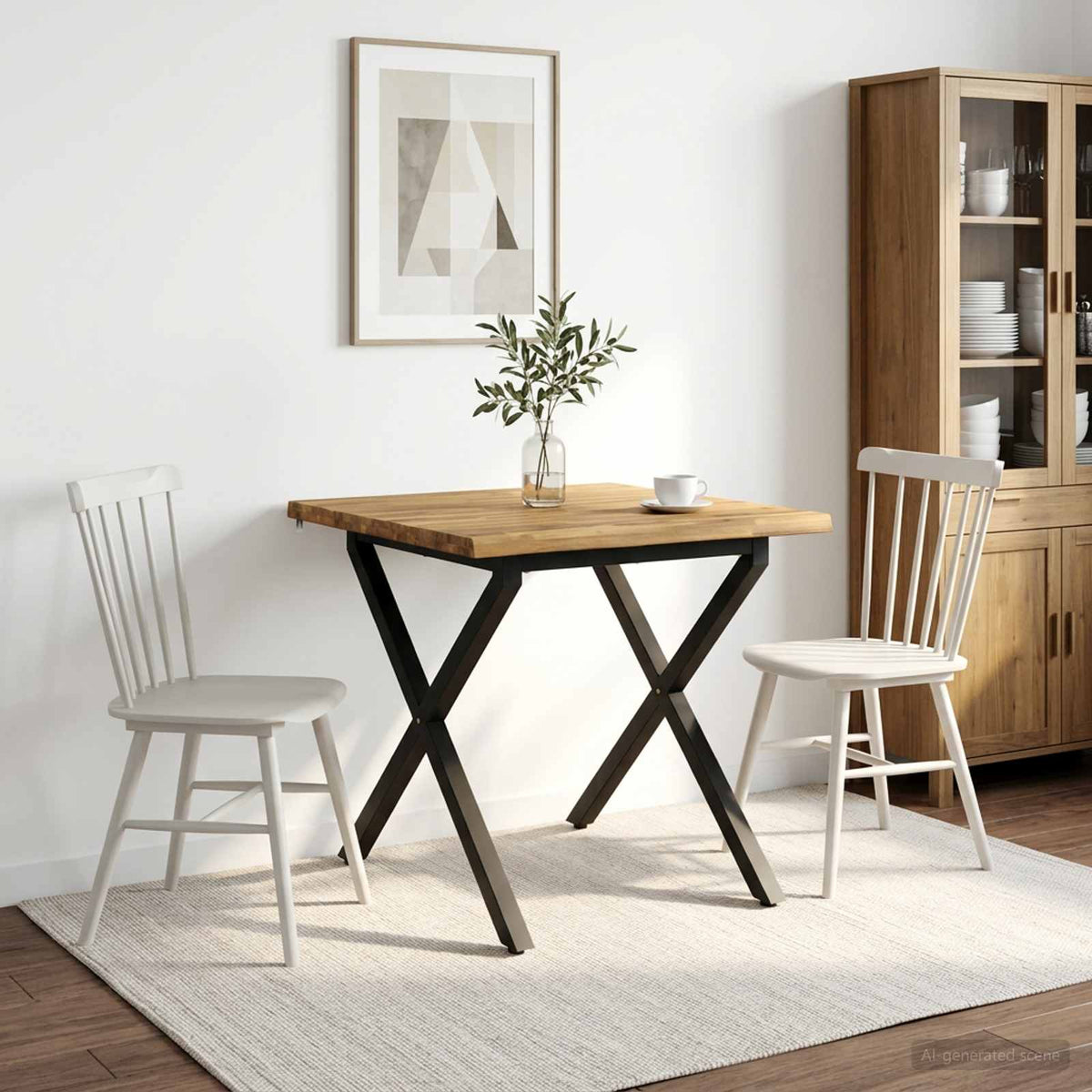 90 x 90 x 75 cm Στερεό Ξύλο Ακακίας Λευκό και Μαύρο τετράγωνο