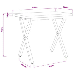 Τραπέζι Φαγητού με Ζωντανό Χείλος 120 x 70 x 75 cm
