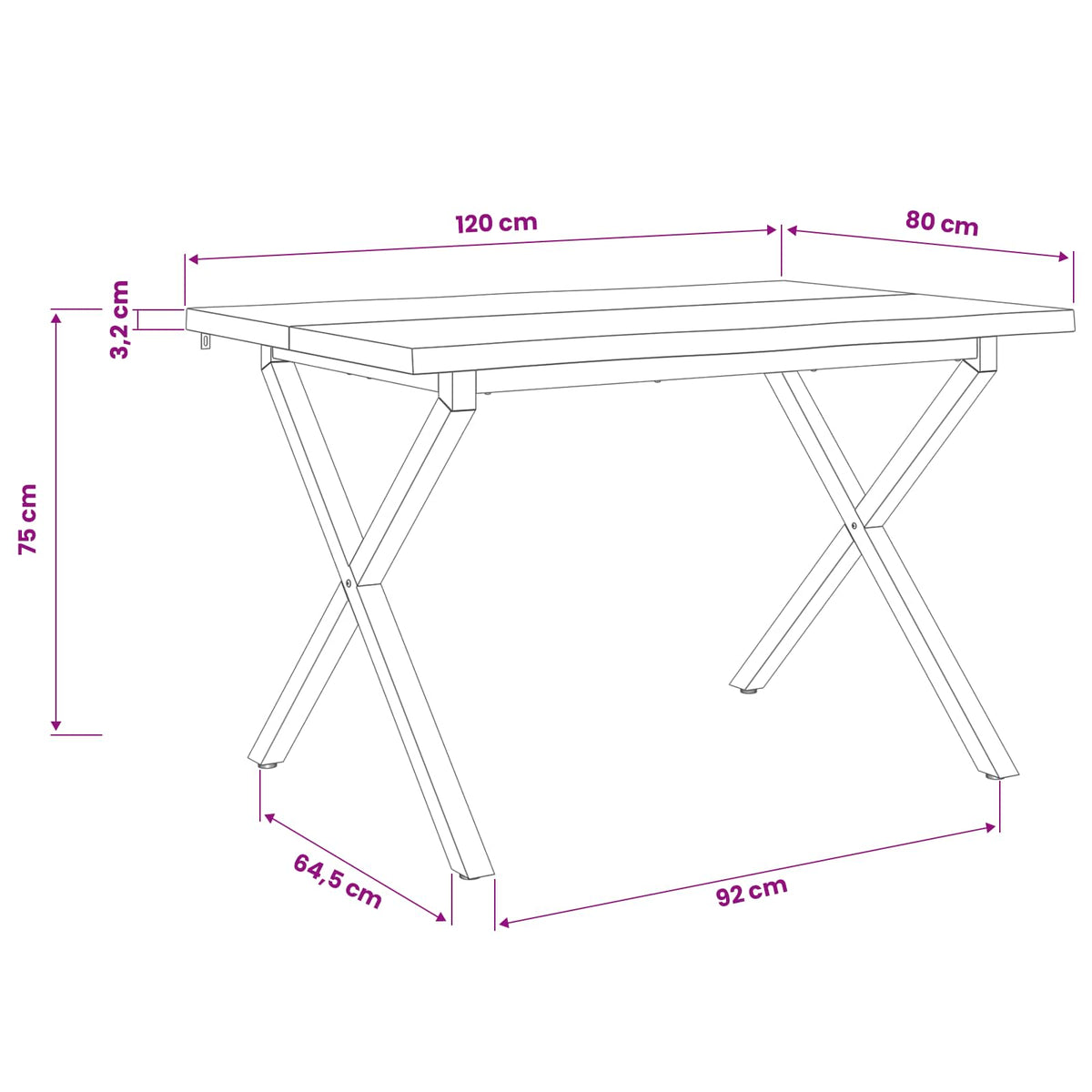 120 x 80 x 75 εκ. Στερεό Ξύλο Ακακίας Φυσικό και Μαύρο