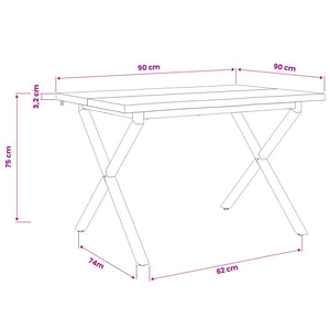 90 x 90 x 75 cm Στερεό Ξύλο Ακακίας Λευκό και Μαύρο τετράγωνο