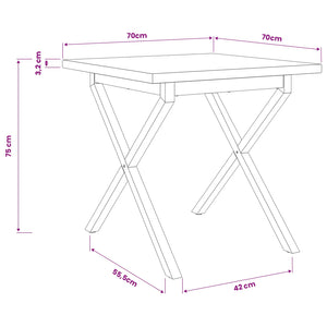 Τετράγωνο Τραπέζι Φαγητού 70 x 70 x 75 cm Στερεό Ξύλο Ακακίας - Pakobazaar