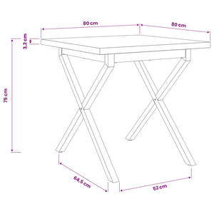 Τετράγωνο Τραπέζι Φαγητού 80 x 80 x 75 cm Στερεό Ξύλο Ακακίας - Pakobazaar