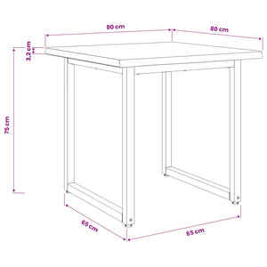 Τραπέζι Φαγητού με Ζωντανό Χείλος 80 x 80 x 75 cm