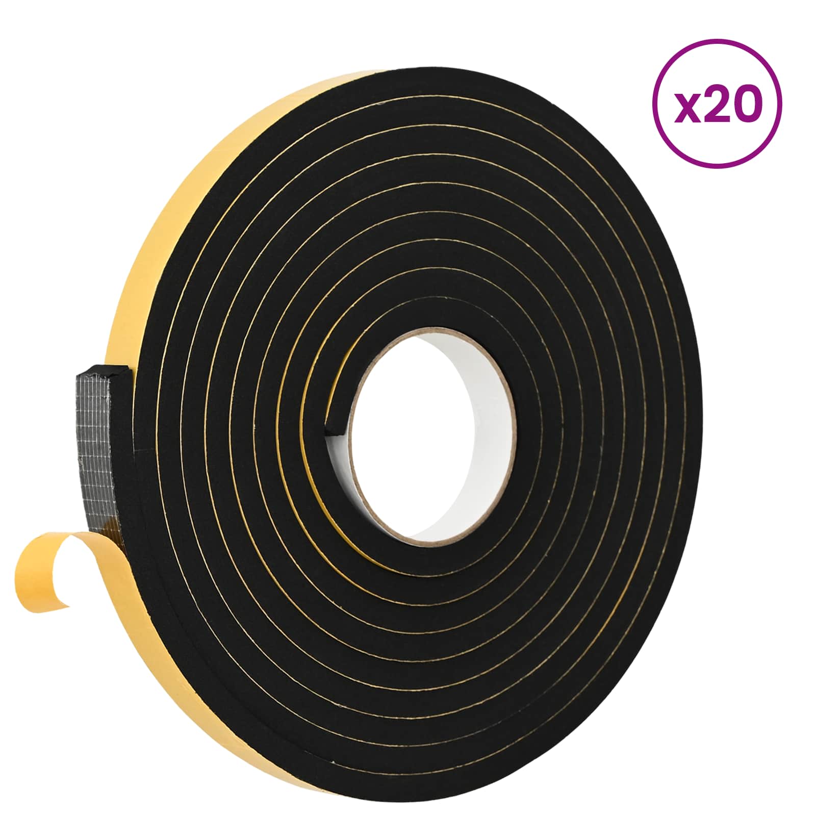 Αυτοκόλλητη ταινία αφρού 20 pcs Μαύρο 20mm x 5m Χ foam CR - Pakobazaar