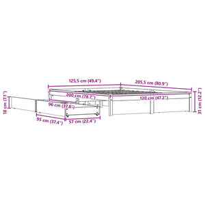 Σκελετός Κρεβατιού Κερωτό καφέ 120 x 200 cm Στερεό ξύλο πεύκου - Pakobazaar