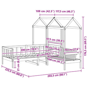 Σετ Κρεβατιού Ημέρας Κερωμένο Καφέ 90 x 200 cm Στερεό πεύκο