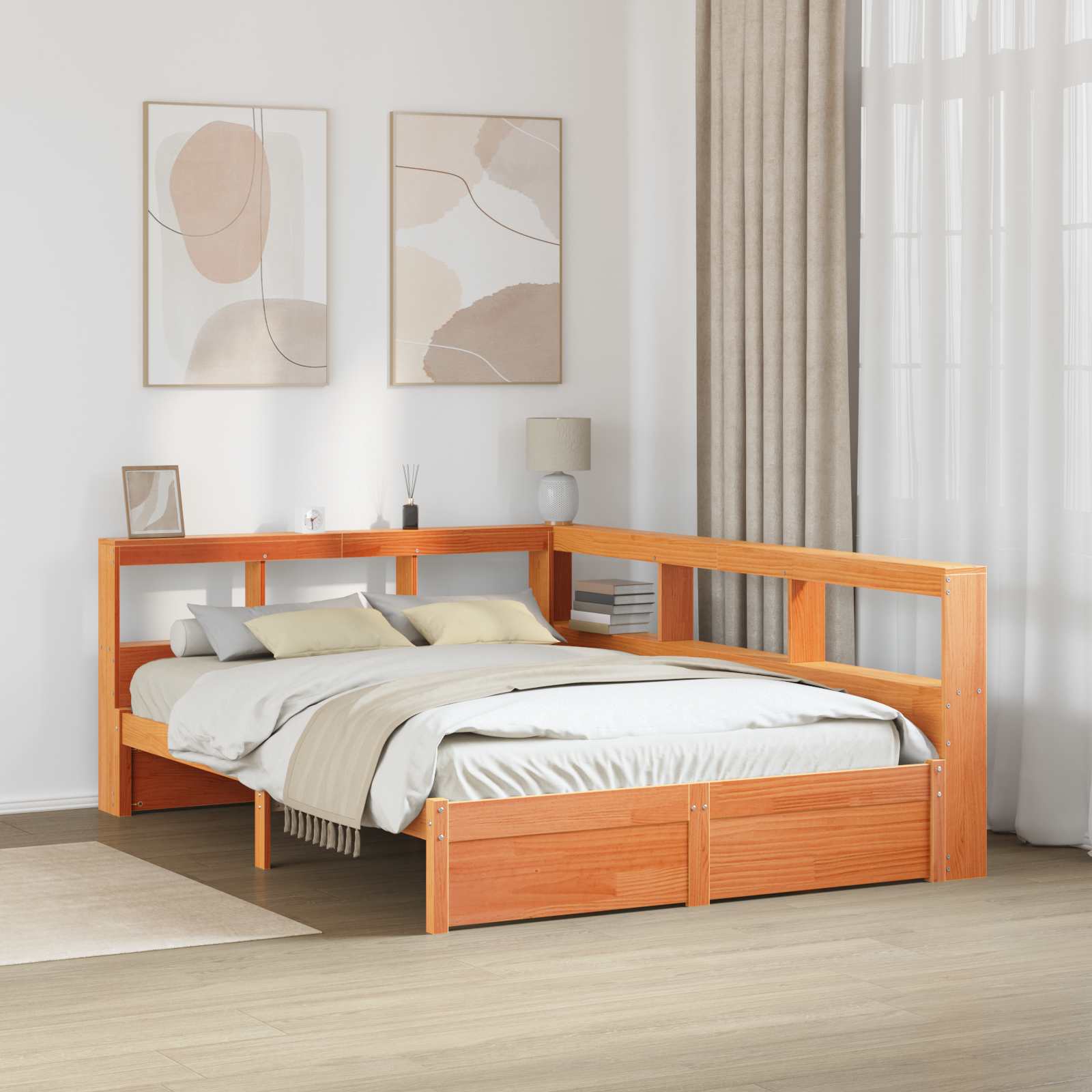 Κρεβάτι Βιβλιοθήκης 2 pcs Κερωτό καφέ 200 x 120 εκατοστά - Pakobazaar