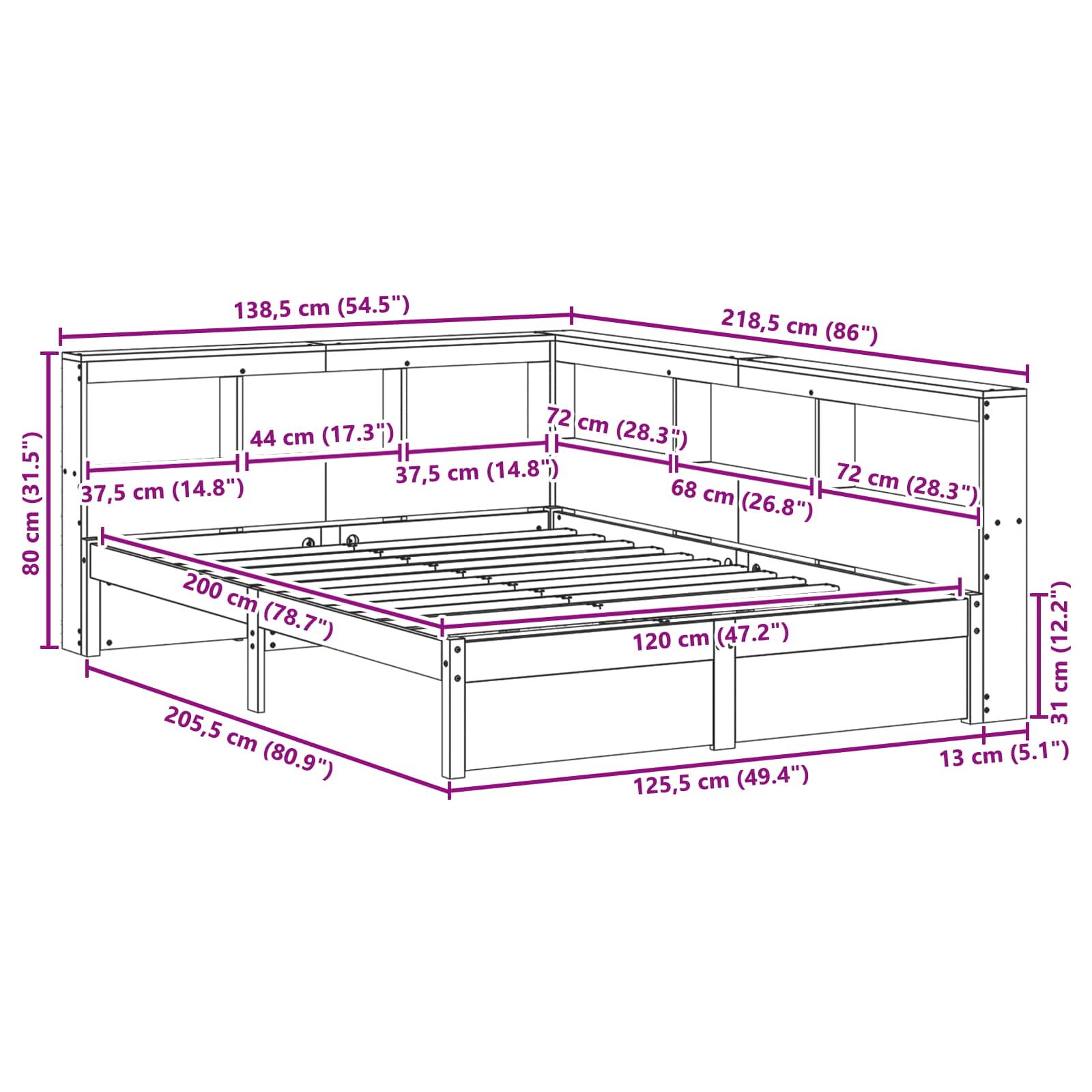Κρεβάτι Βιβλιοθήκης 2 pcs Κερωτό καφέ 200 x 120 εκατοστά - Pakobazaar