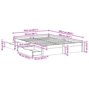 Σκελετός Κρεβατιού Κερωτό καφέ 150 x 200 cm Στερεό ξύλο πεύκου