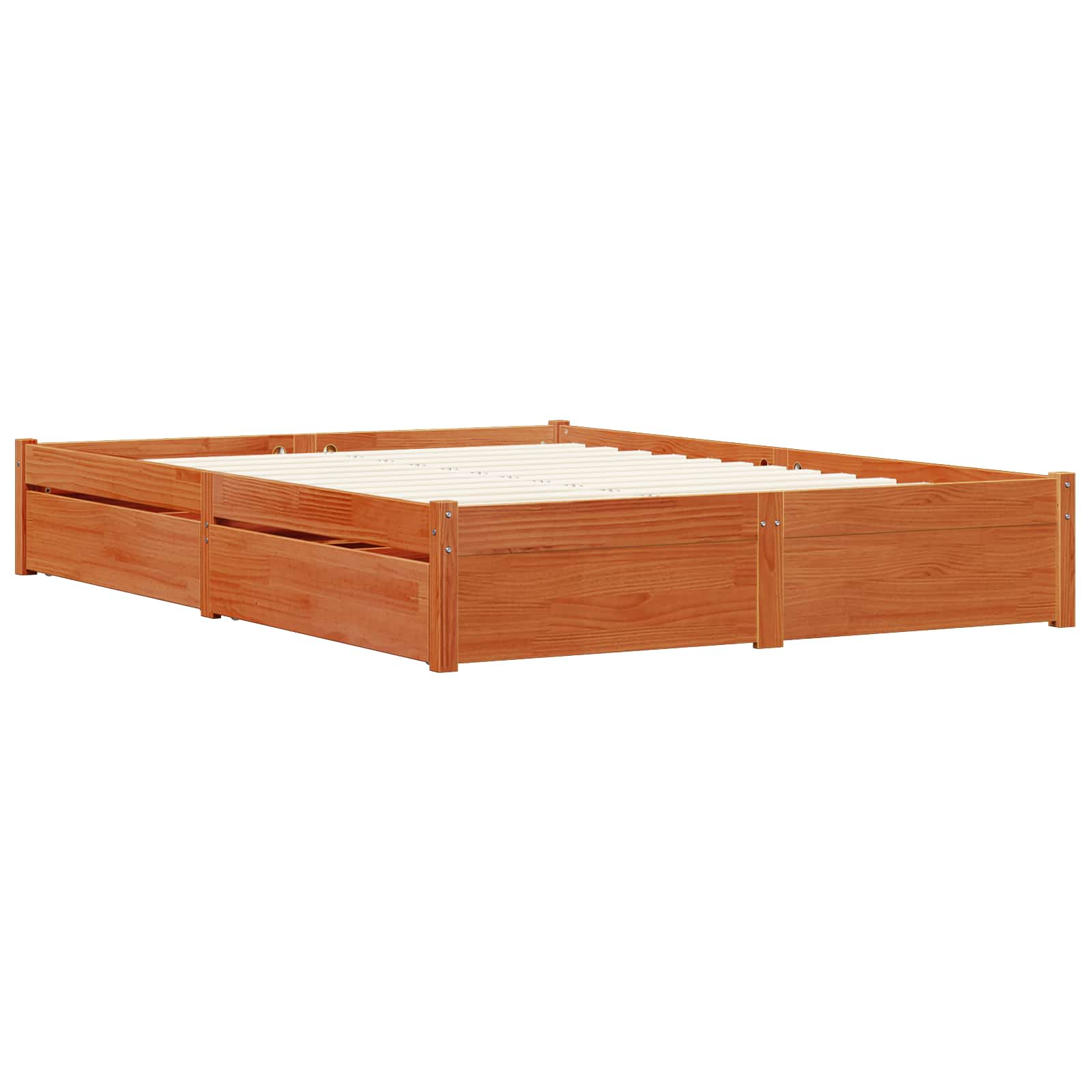 Σκελετός Κρεβατιού Κερωτό καφέ 140 x 200 cm Στερεό ξύλο πεύκου - Pakobazaar