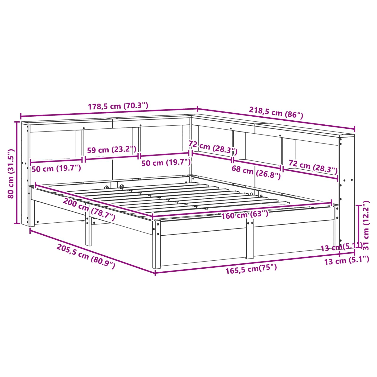 Κρεβάτι Βιβλιοθήκης 2 pcs Κερωτό καφέ 200 x 160 εκατοστά - Pakobazaar