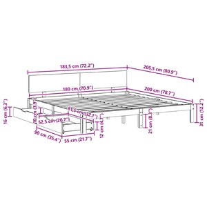 Σκελετός Κρεβατιού Κερωτό καφέ 180 x 200 cm Στερεό ξύλο πεύκου - Pakobazaar