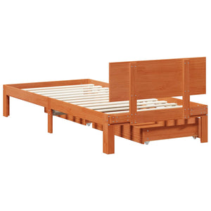 Σκελετός Κρεβατιού Κερωτό καφέ 70 x 190 cm Στερεό ξύλο πεύκου - Pakobazaar