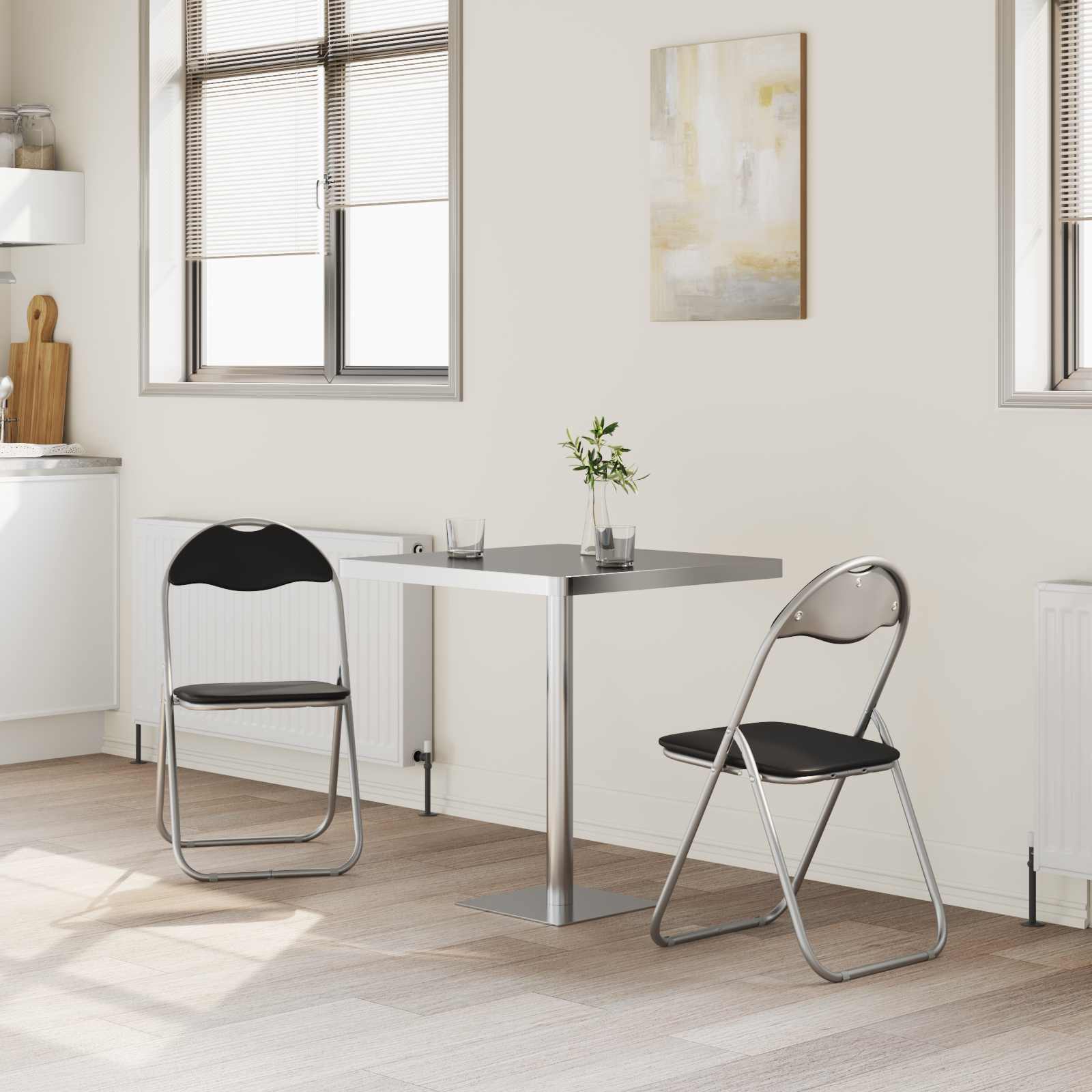 Πτυσσόμενη Καρέκλα 2 pcs Μαύρο και Γκρι 48 x 43,5 x 81 εκ. - Pakobazaar