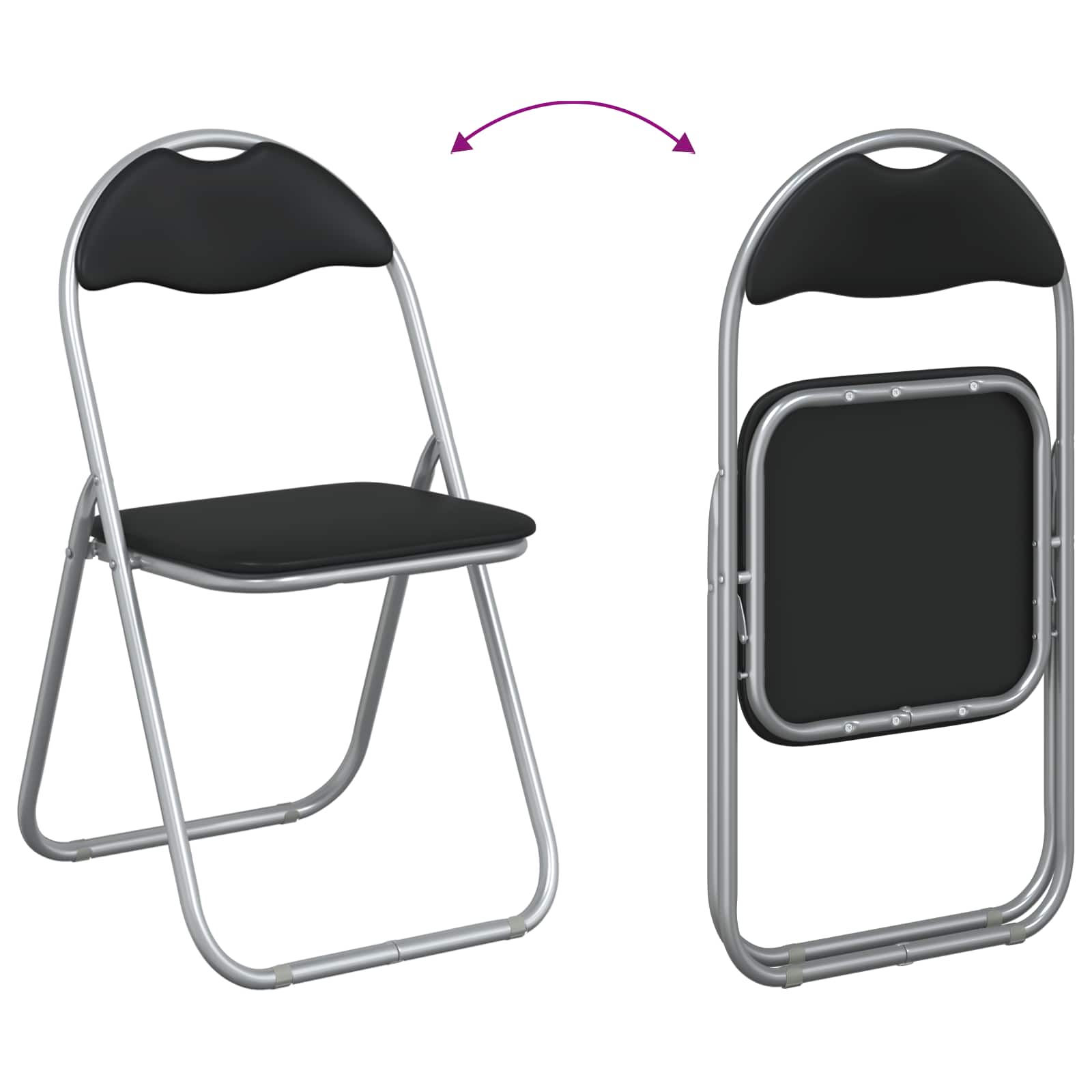 Πτυσσόμενη Καρέκλα 2 pcs Μαύρο και Γκρι 48 x 43,5 x 81 εκ. - Pakobazaar