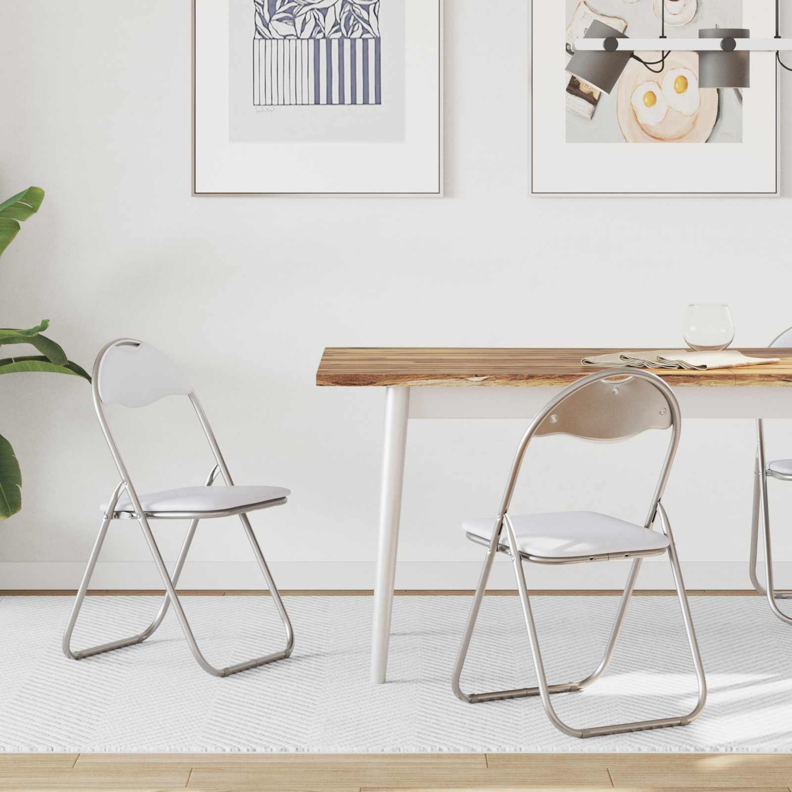 Πτυσσόμενη Καρέκλα 2 pcs Λευκό και Γκρι 48 x 43,5 x 81 εκ. - Pakobazaar