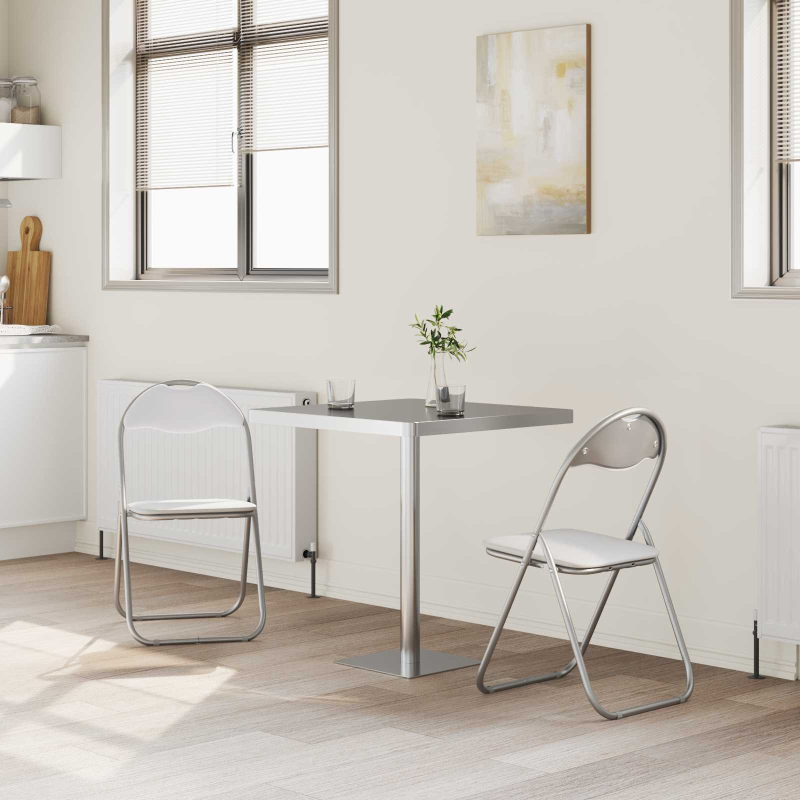 Πτυσσόμενη Καρέκλα 2 pcs Λευκό και Γκρι 48 x 43,5 x 81 εκ. - Pakobazaar