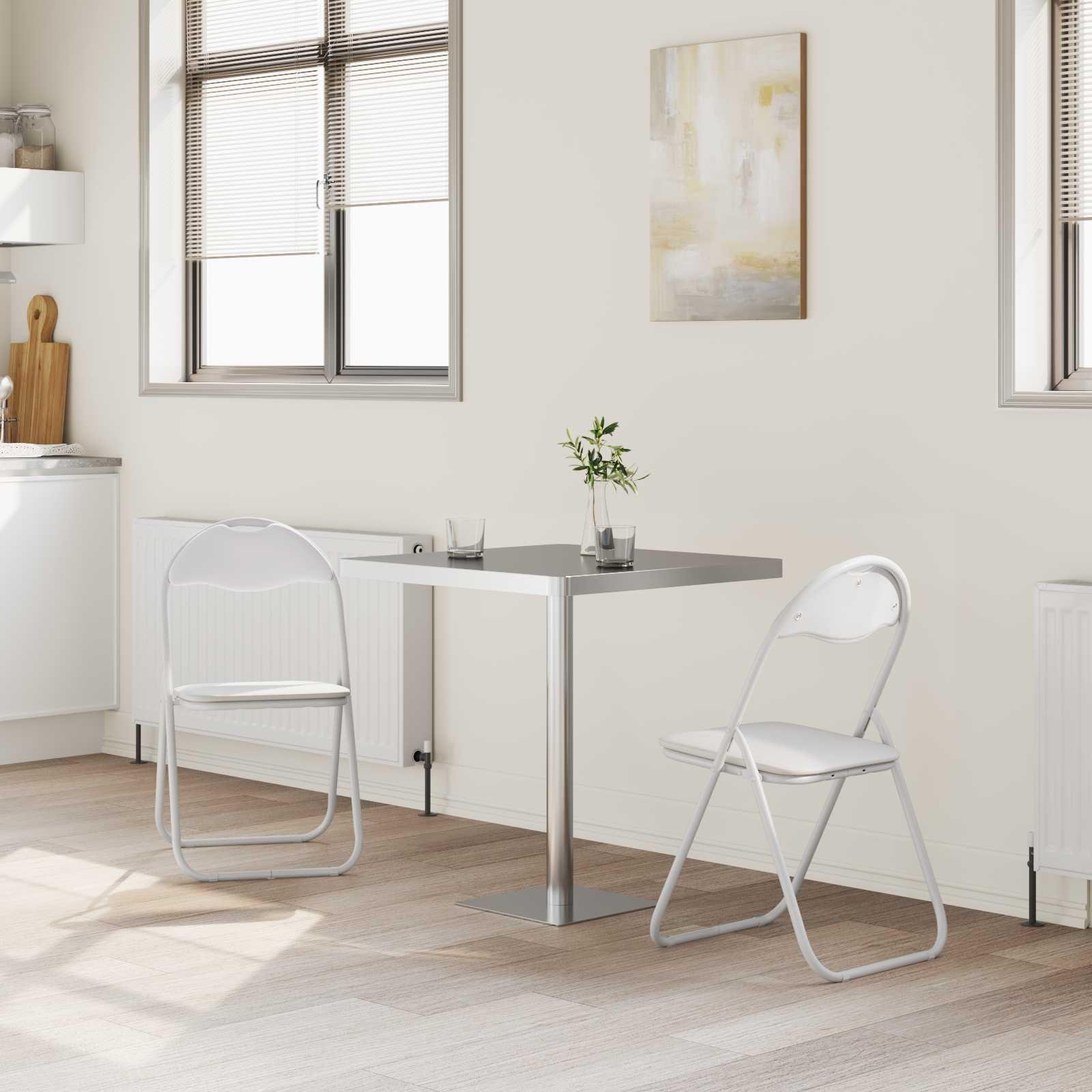Πτυσσόμενη Καρέκλα 2 pcs Λευκό και Γκρι 48 x 43,5 x 81 εκ. - Pakobazaar