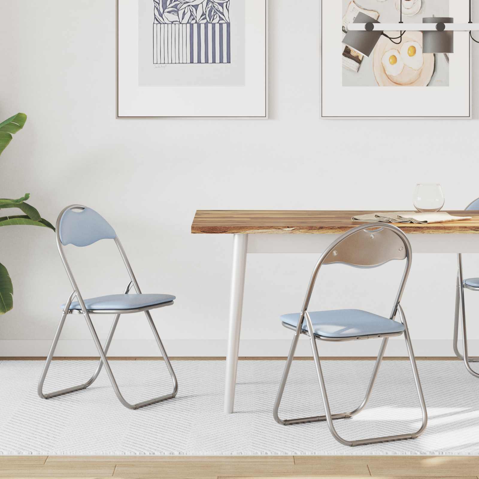 Πτυσσόμενη Καρέκλα 2 pcs Γκρι 48 x 43,5 x 81 εκ. Τεχνητό Δέρμα - Pakobazaar