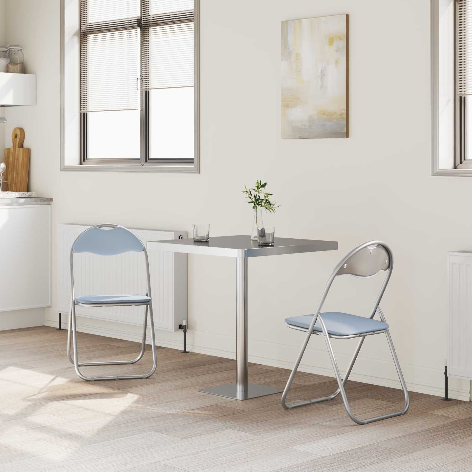 Πτυσσόμενη Καρέκλα 2 pcs Γκρι 48 x 43,5 x 81 εκ. Τεχνητό Δέρμα - Pakobazaar