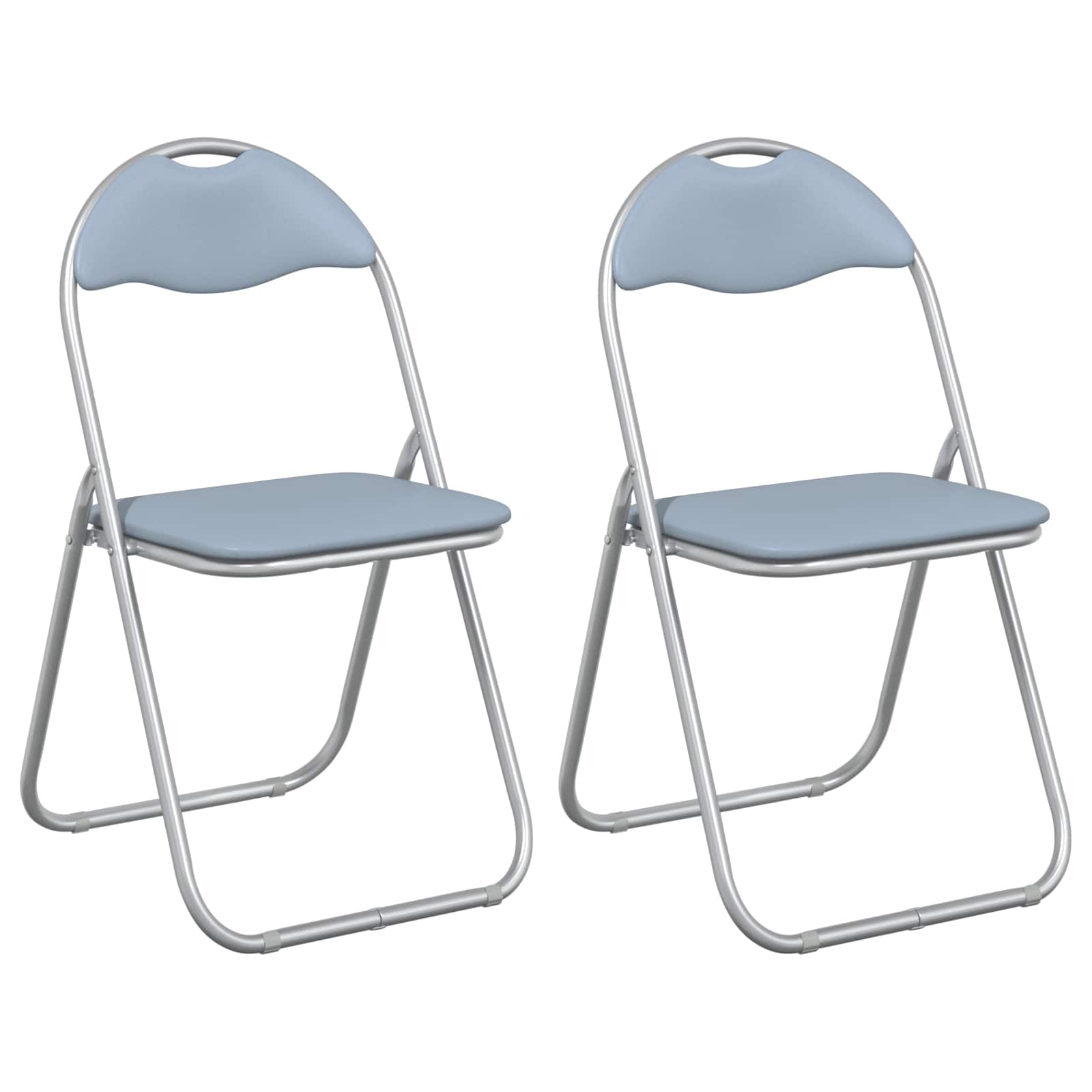 Πτυσσόμενη Καρέκλα 2 pcs Γκρι 48 x 43,5 x 81 εκ. Τεχνητό Δέρμα - Pakobazaar