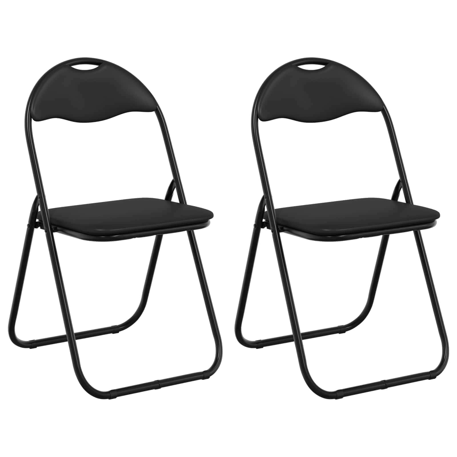 Πτυσσόμενη Καρέκλα 2 pcs Μαύρο 48 x 43,5 x 81 εκ. Τεχνητό Δέρμα - Pakobazaar