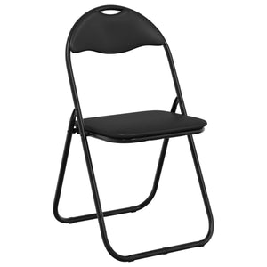 Πτυσσόμενη Καρέκλα 2 pcs Μαύρο 48 x 43,5 x 81 εκ. Τεχνητό Δέρμα - Pakobazaar