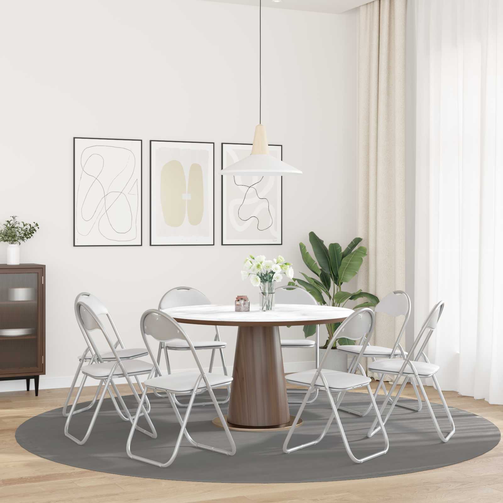 Πτυσσόμενη Καρέκλα 8 pcs Λευκό και Γκρι 48 x 43,5 x 81 εκ. - Pakobazaar