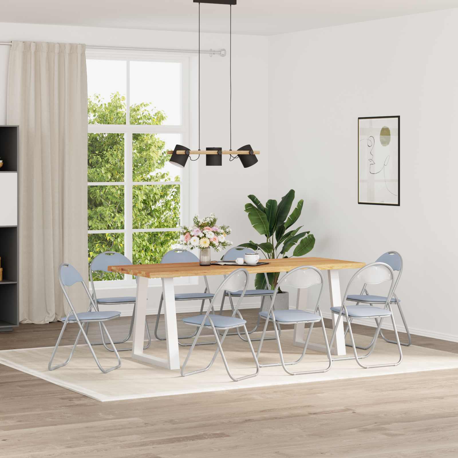 Πτυσσόμενη Καρέκλα 8 pcs Γκρι 48 x 43,5 x 81 εκ. Τεχνητό Δέρμα - Pakobazaar