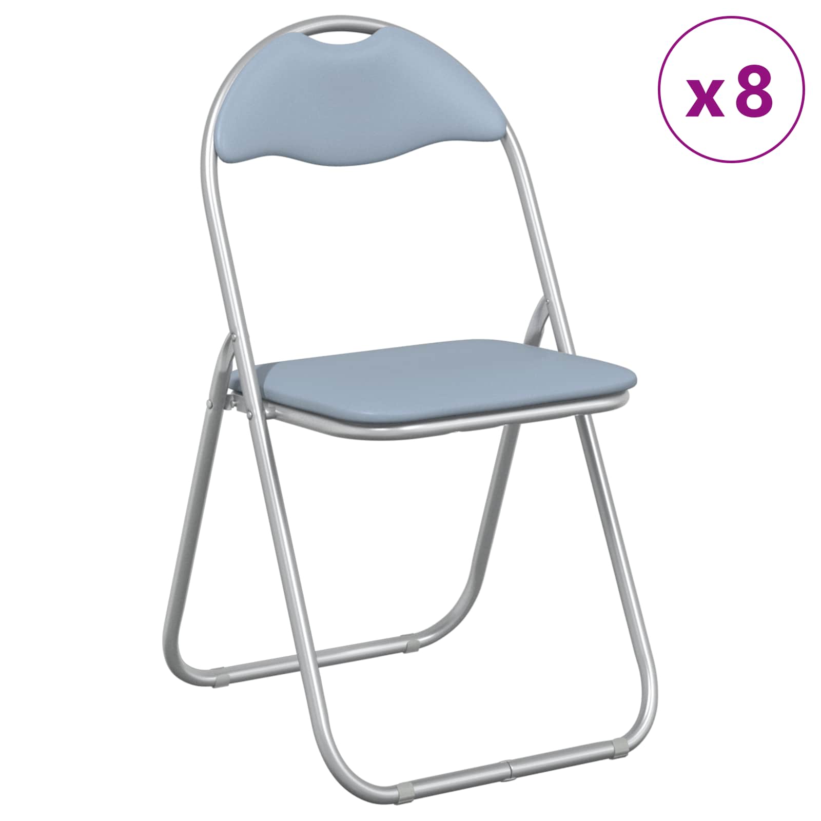 Πτυσσόμενη Καρέκλα 8 pcs Γκρι 48 x 43,5 x 81 εκ. Τεχνητό Δέρμα - Pakobazaar