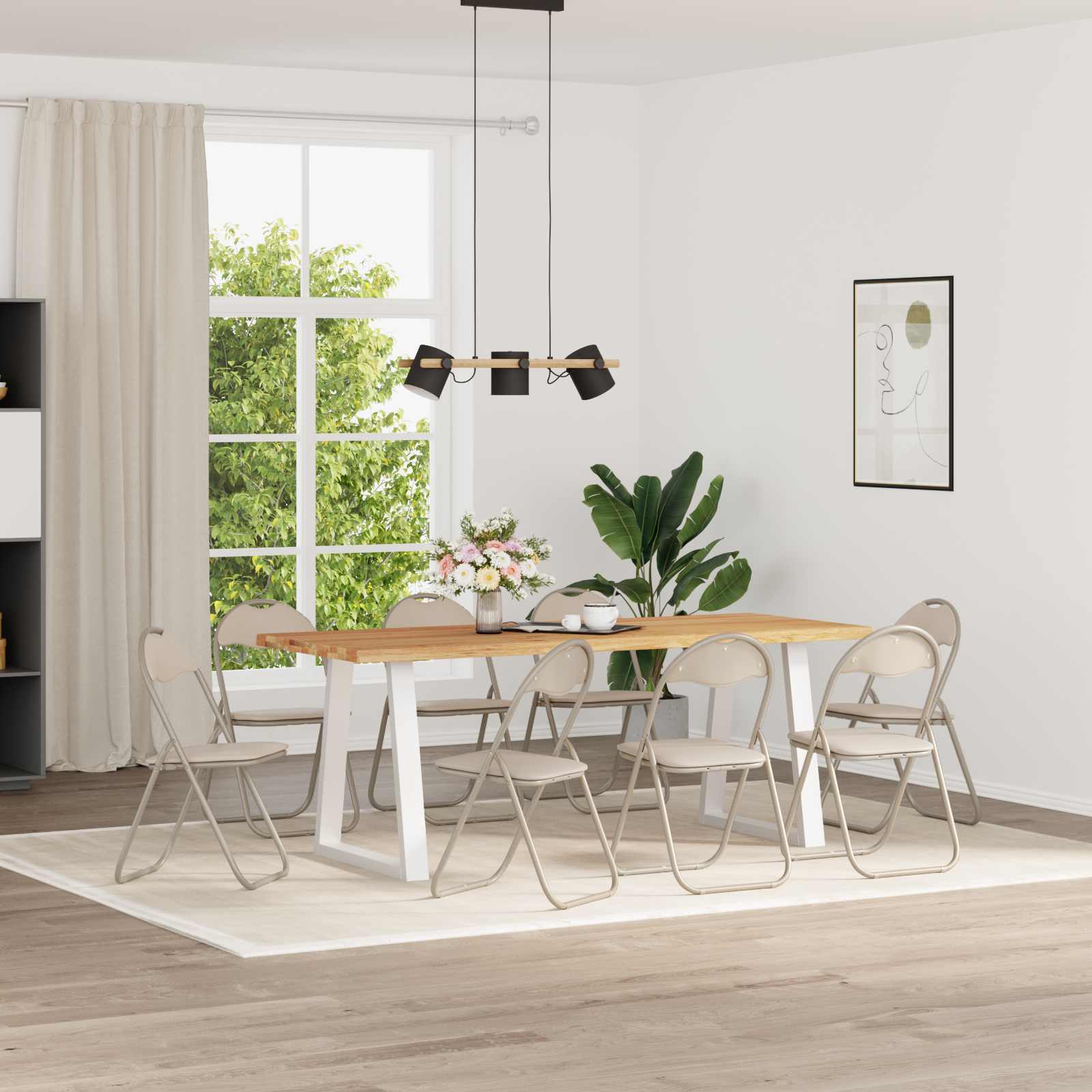 Πτυσσόμενη Καρέκλα 8 pcs Άμμος 48 x 43,5 x 81 εκ. Τεχνητό Δέρμα - Pakobazaar