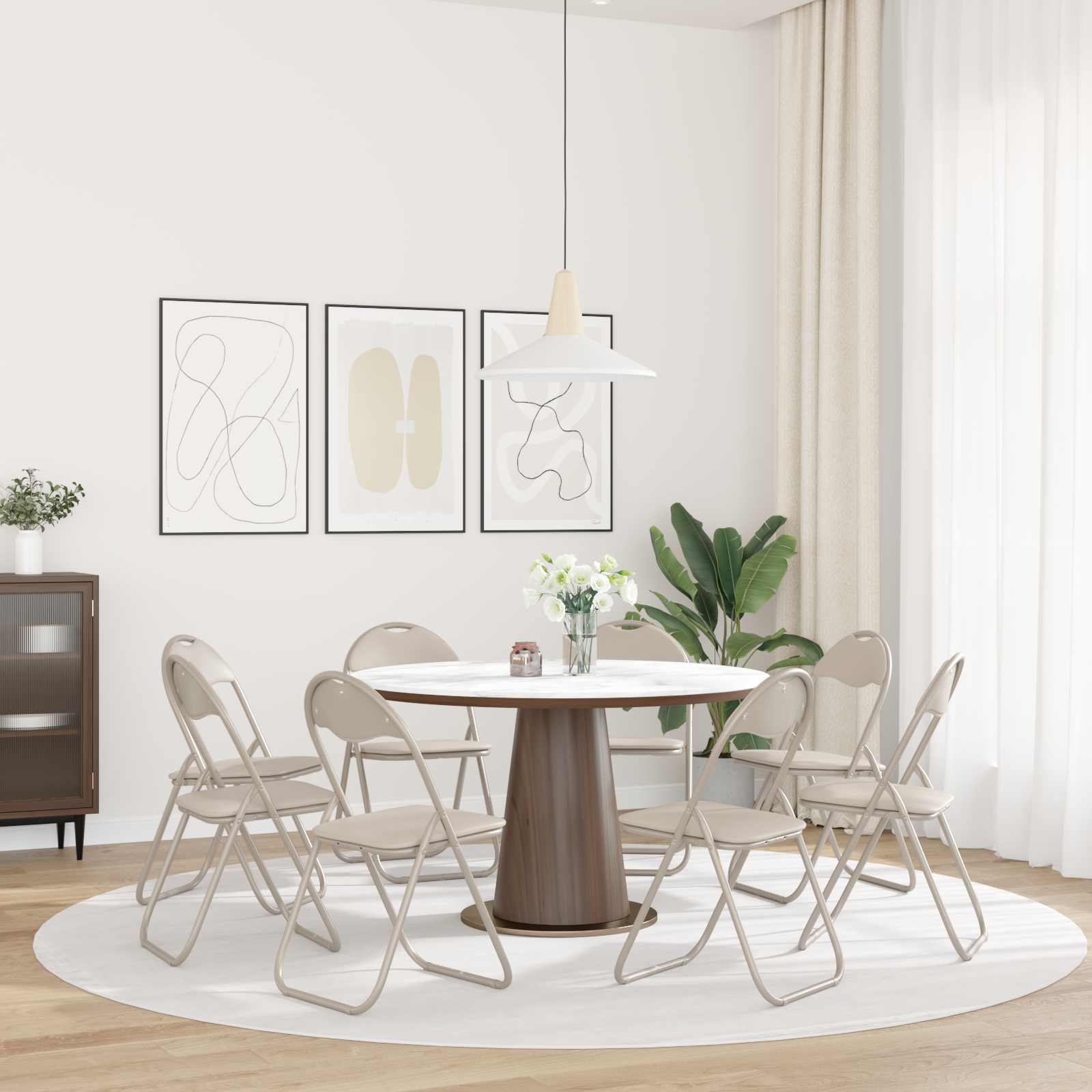 Πτυσσόμενη Καρέκλα 8 pcs Άμμος 48 x 43,5 x 81 εκ. Τεχνητό Δέρμα - Pakobazaar