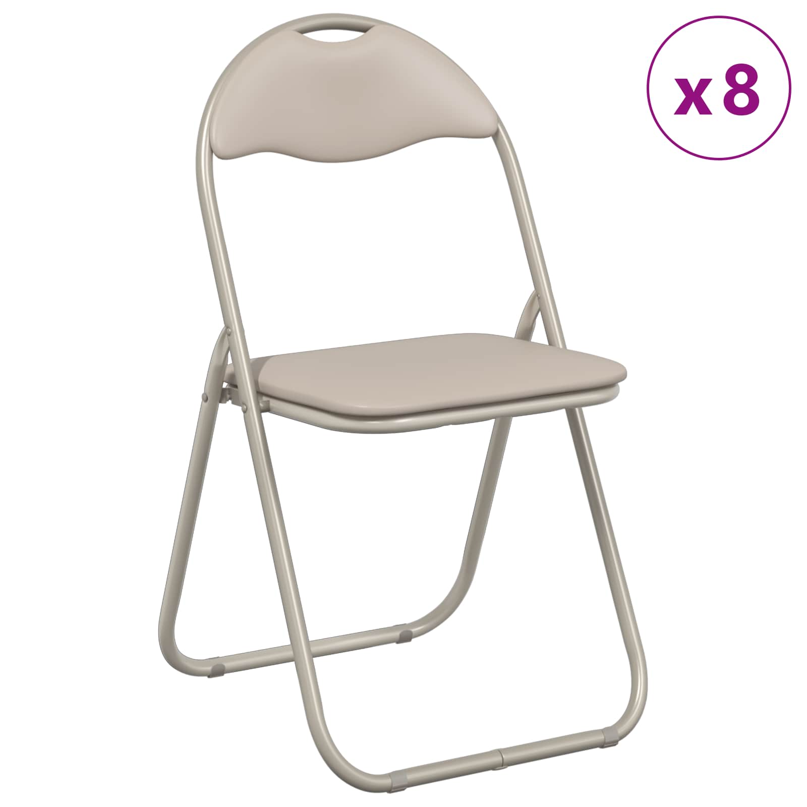 Πτυσσόμενη Καρέκλα 8 pcs Άμμος 48 x 43,5 x 81 εκ. Τεχνητό Δέρμα - Pakobazaar