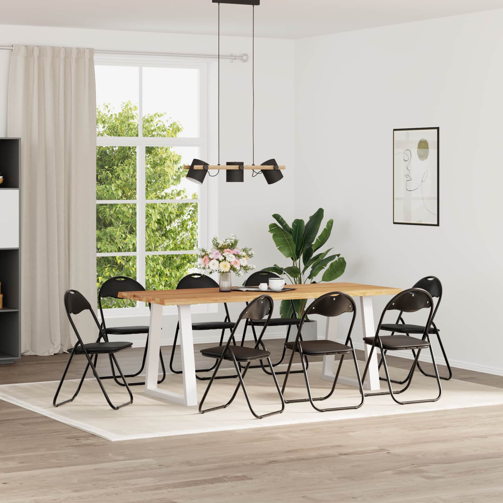 Πτυσσόμενη Καρέκλα 8 pcs Μαύρο 48 x 43,5 x 81 εκ. Τεχνητό Δέρμα - Pakobazaar