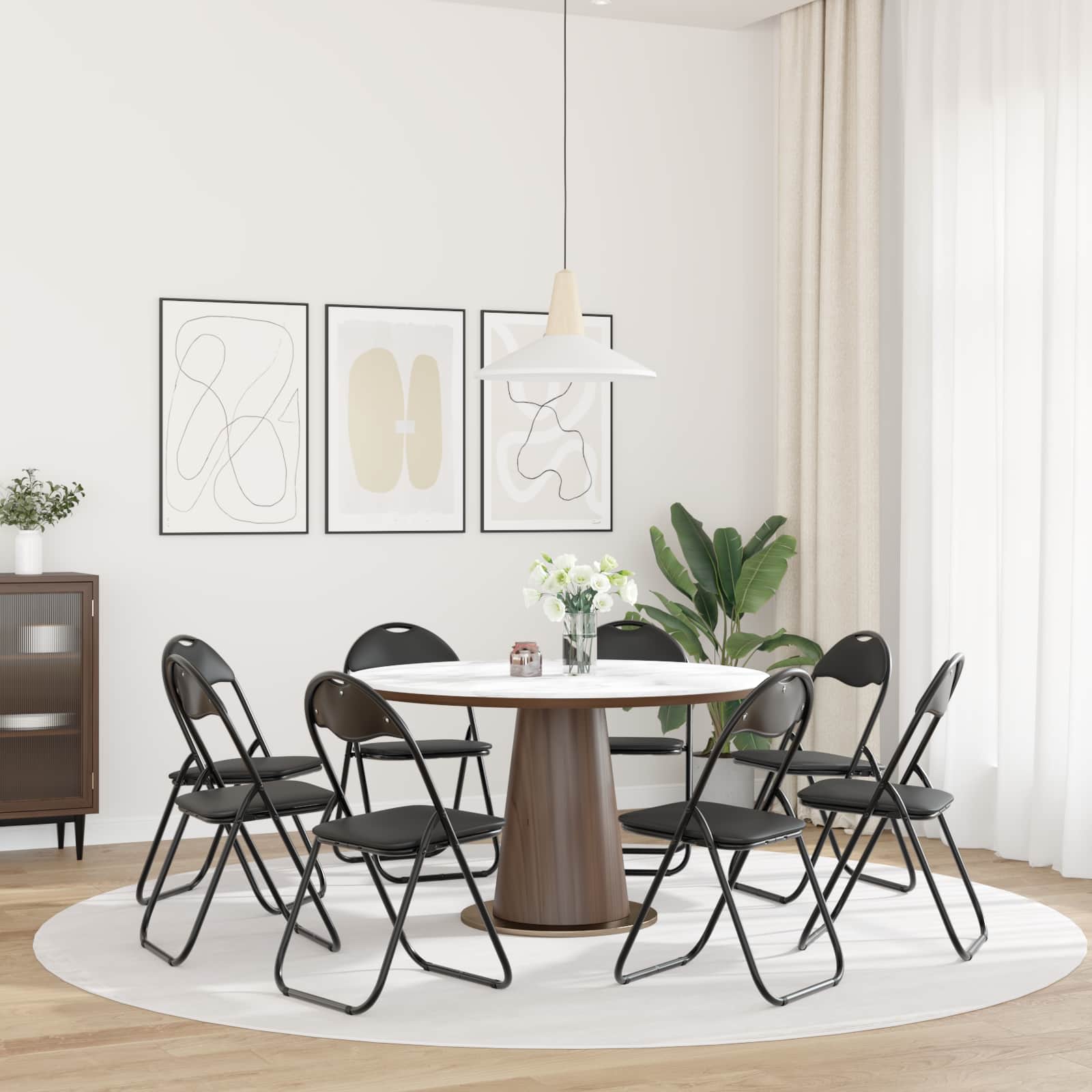 Πτυσσόμενη Καρέκλα 8 pcs Μαύρο 48 x 43,5 x 81 εκ. Τεχνητό Δέρμα - Pakobazaar
