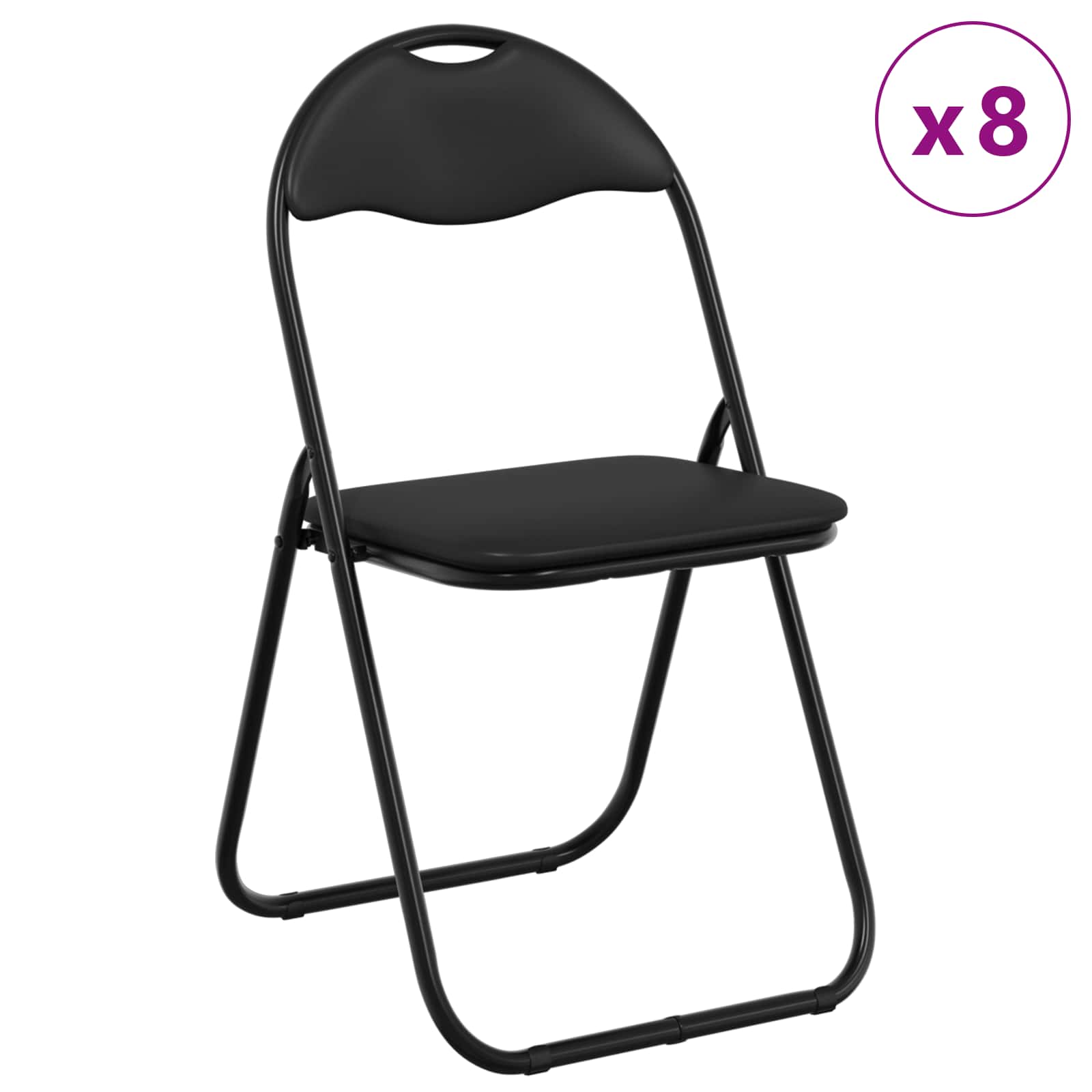 Πτυσσόμενη Καρέκλα 8 pcs Μαύρο 48 x 43,5 x 81 εκ. Τεχνητό Δέρμα - Pakobazaar