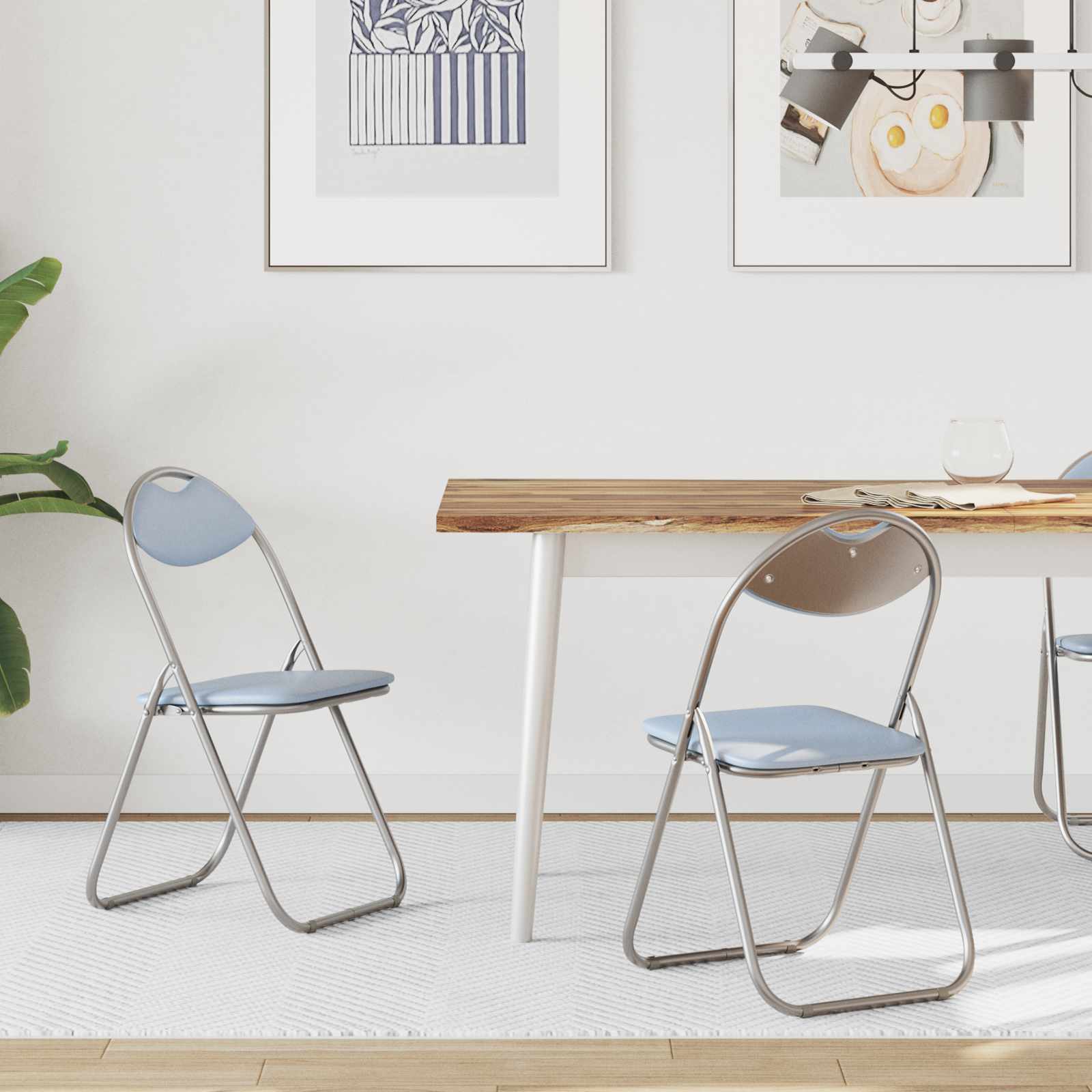 Σαλονάκι Τραπεζαρίας Αναδιπλούμενο 2 pcs Γκρι PVC ατσάλι - Pakobazaar