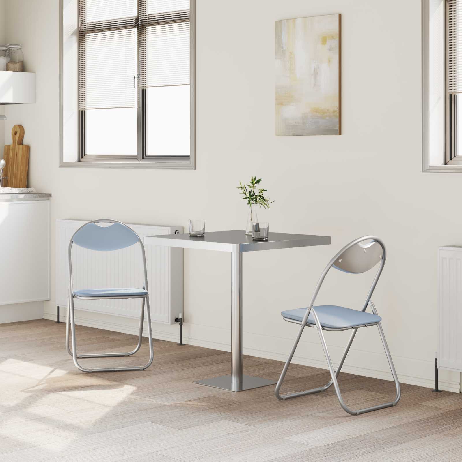 Σαλονάκι Τραπεζαρίας Αναδιπλούμενο 2 pcs Γκρι PVC ατσάλι - Pakobazaar