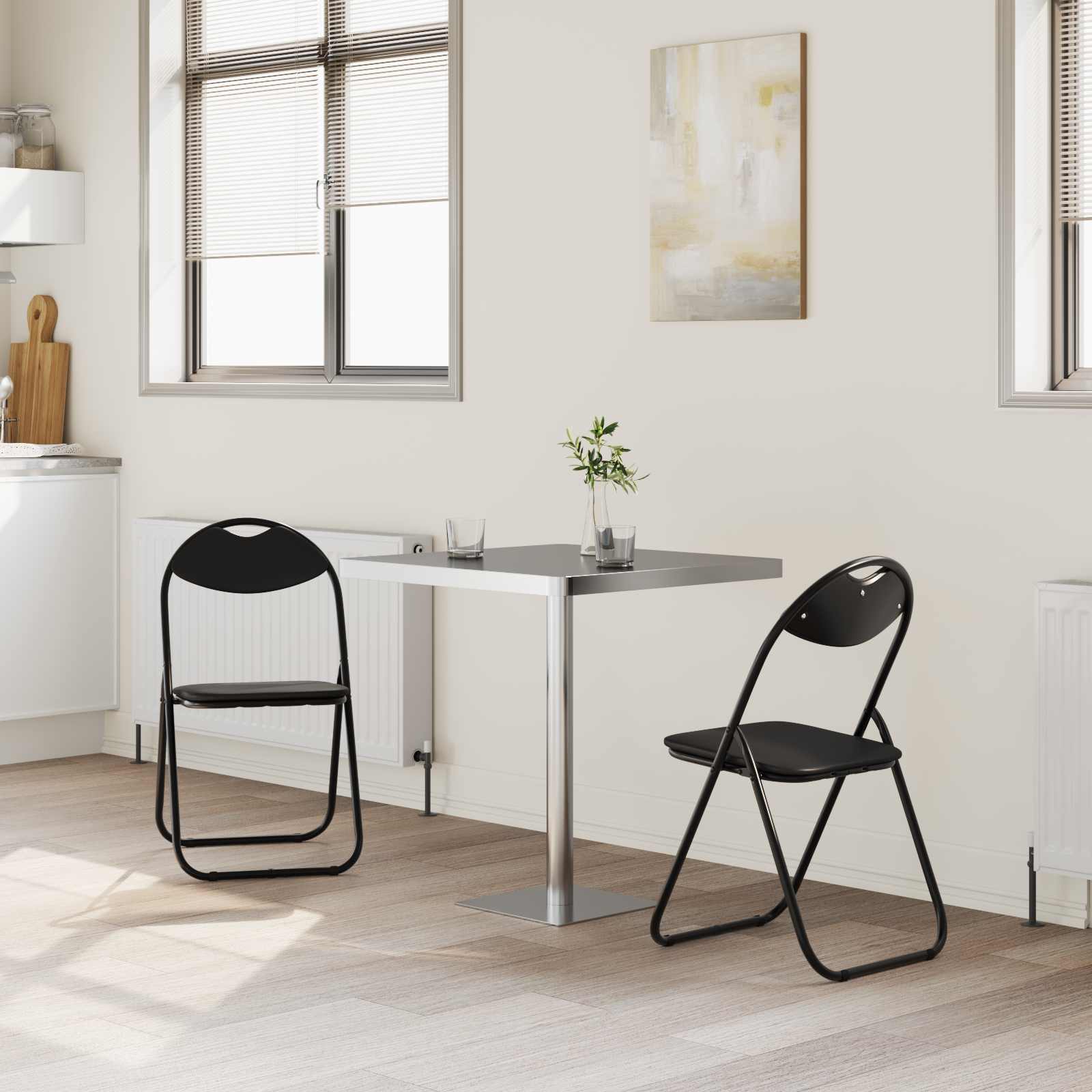 Σαλονάκι Τραπεζαρίας Αναδιπλούμενο 2 pcs Μαύρο PVC ατσάλι - Pakobazaar