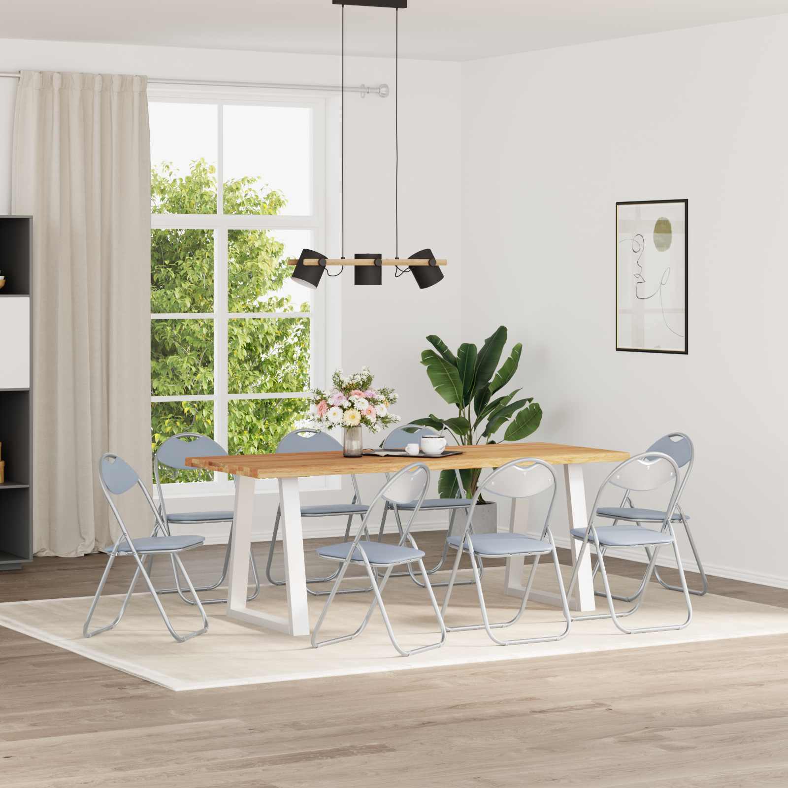 Σαλονάκι Τραπεζαρίας Αναδιπλούμενο 8 pcs Γκρι PVC ατσάλι - Pakobazaar