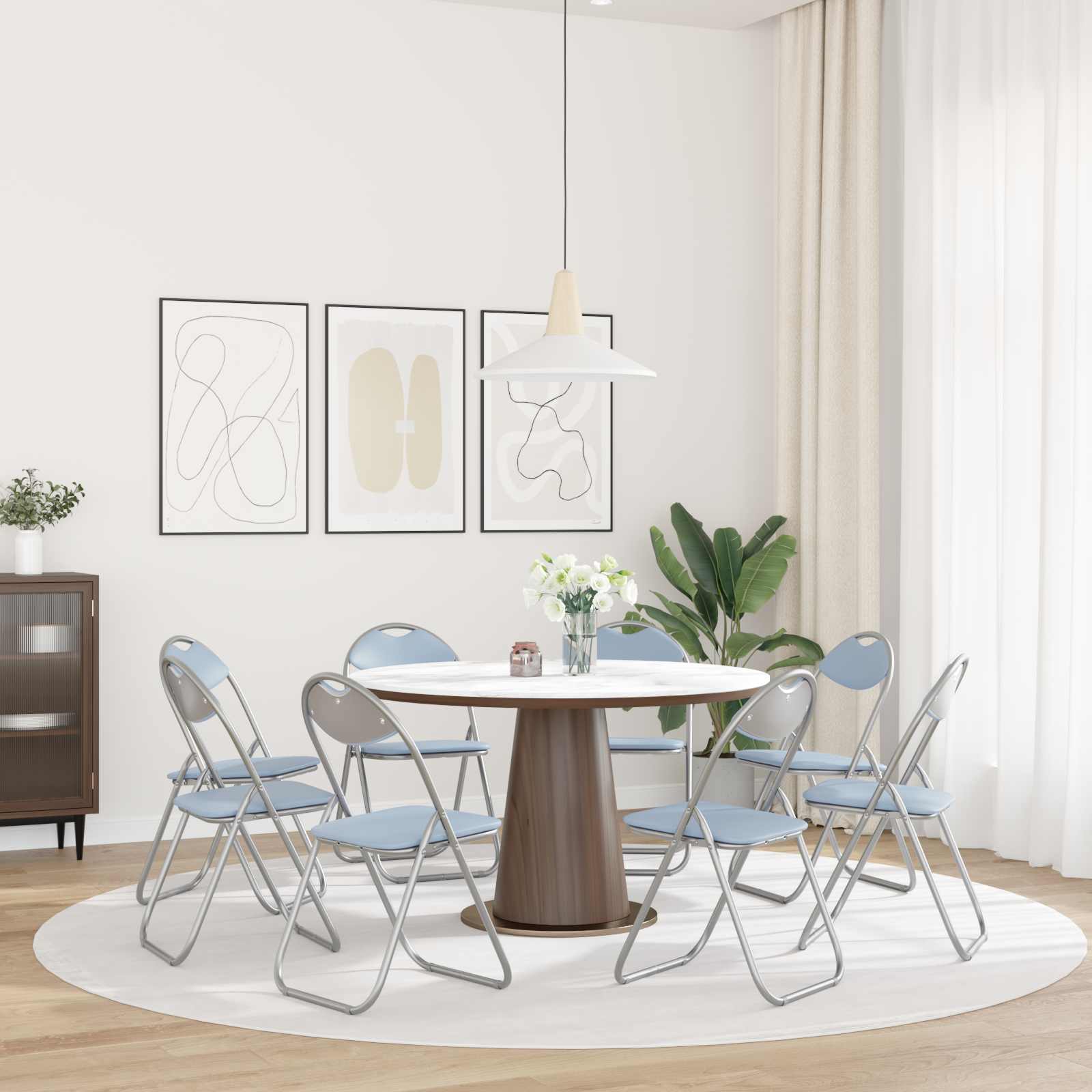 Σαλονάκι Τραπεζαρίας Αναδιπλούμενο 8 pcs Γκρι PVC ατσάλι - Pakobazaar