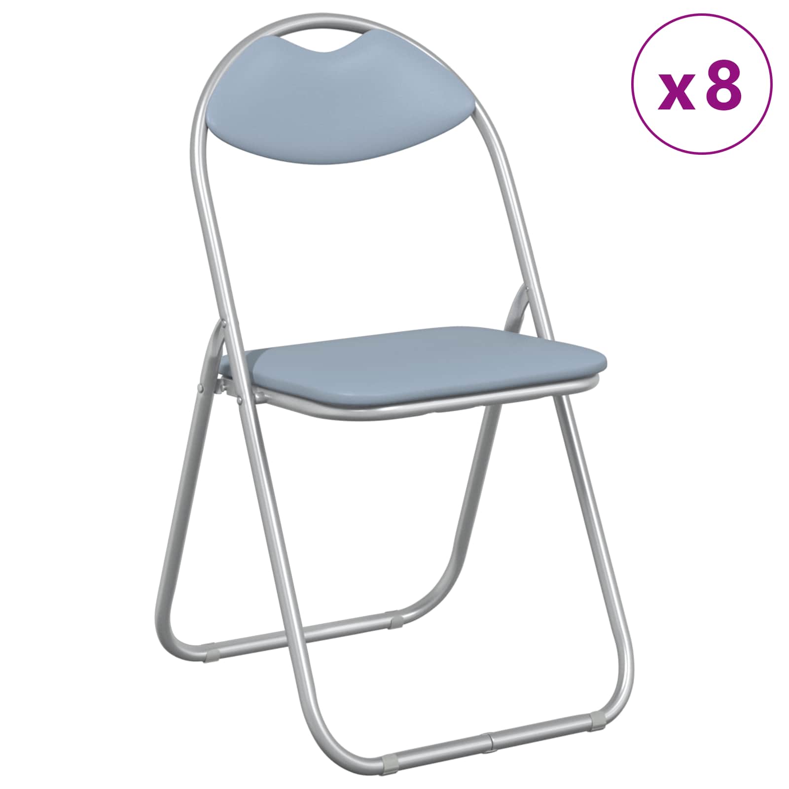 Σαλονάκι Τραπεζαρίας Αναδιπλούμενο 8 pcs Γκρι PVC ατσάλι - Pakobazaar