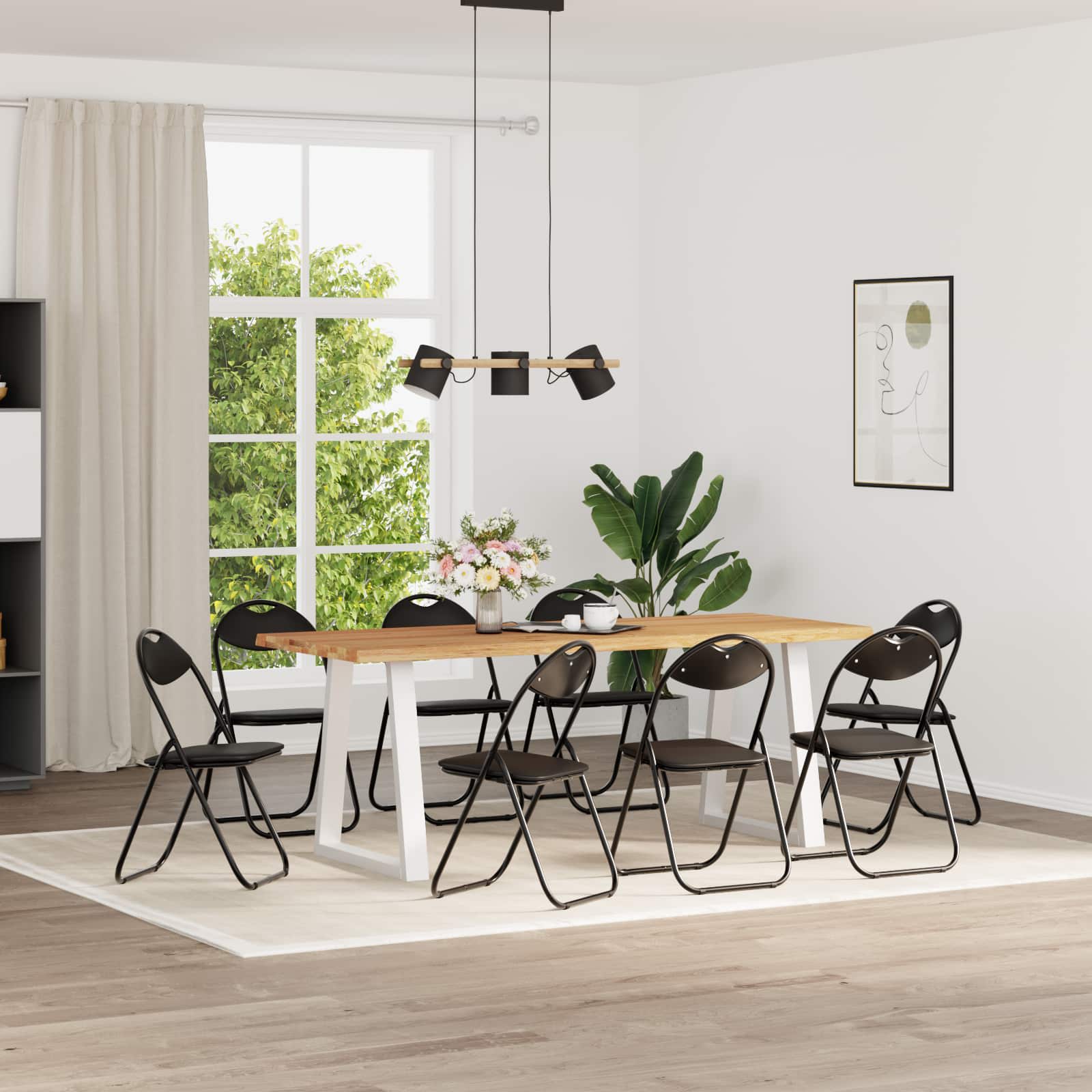 Σαλονάκι Τραπεζαρίας Αναδιπλούμενο 8 pcs Μαύρο PVC ατσάλι - Pakobazaar