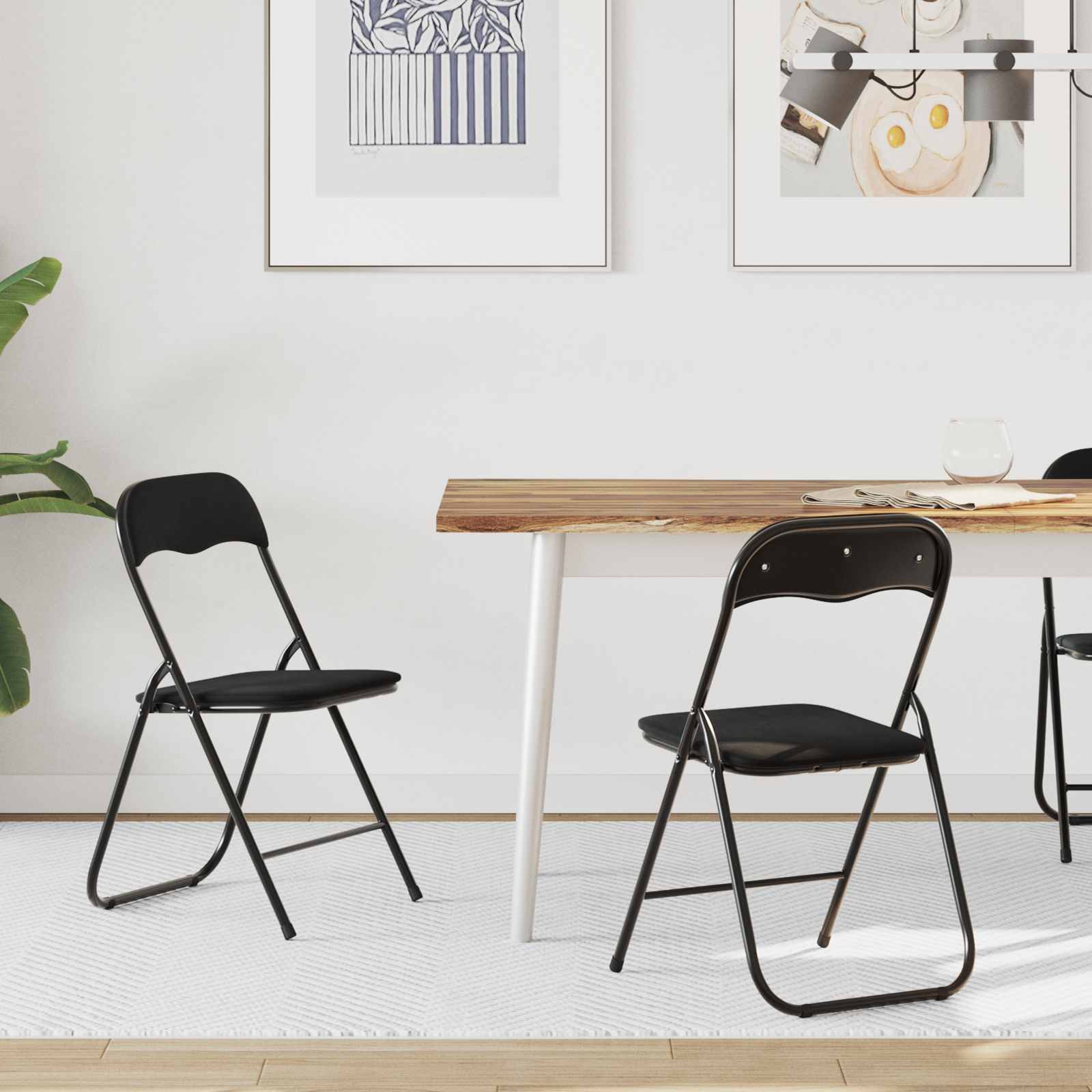Πτυσσόμενη Καρέκλα 2 pcs Μαύρο 48 x 44 x 78 εκ Βελούδο - Pakobazaar