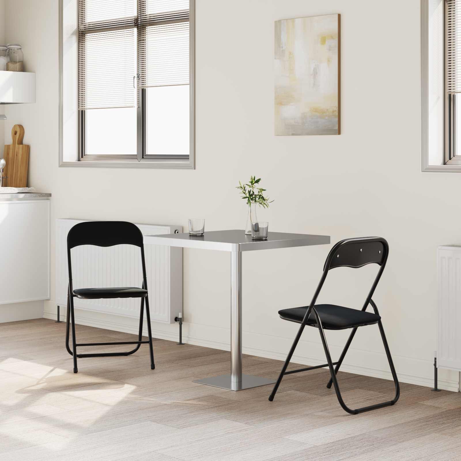 Πτυσσόμενη Καρέκλα 2 pcs Μαύρο 48 x 44 x 78 εκ Βελούδο - Pakobazaar