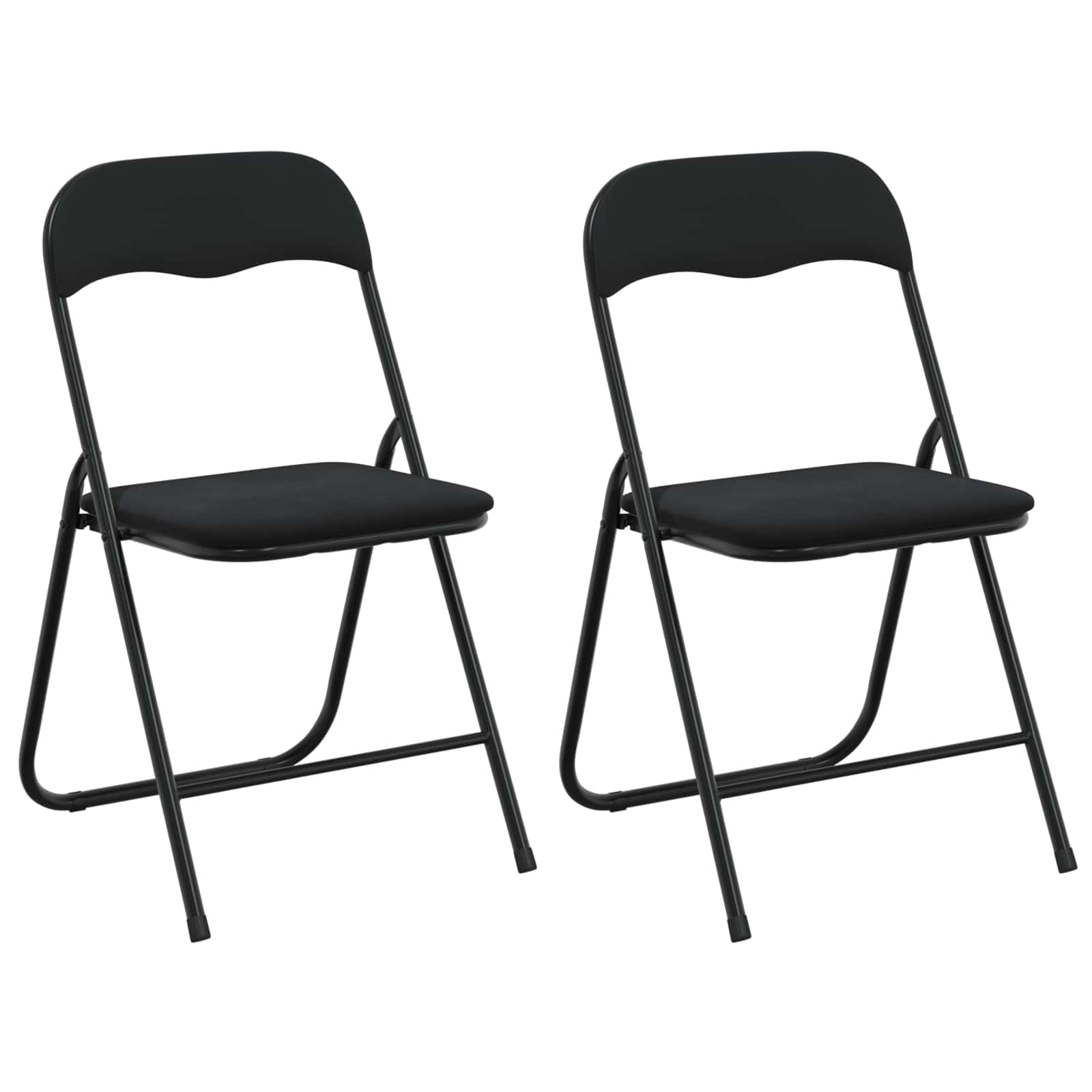 Πτυσσόμενη Καρέκλα 2 pcs Μαύρο 48 x 44 x 78 εκ Βελούδο - Pakobazaar